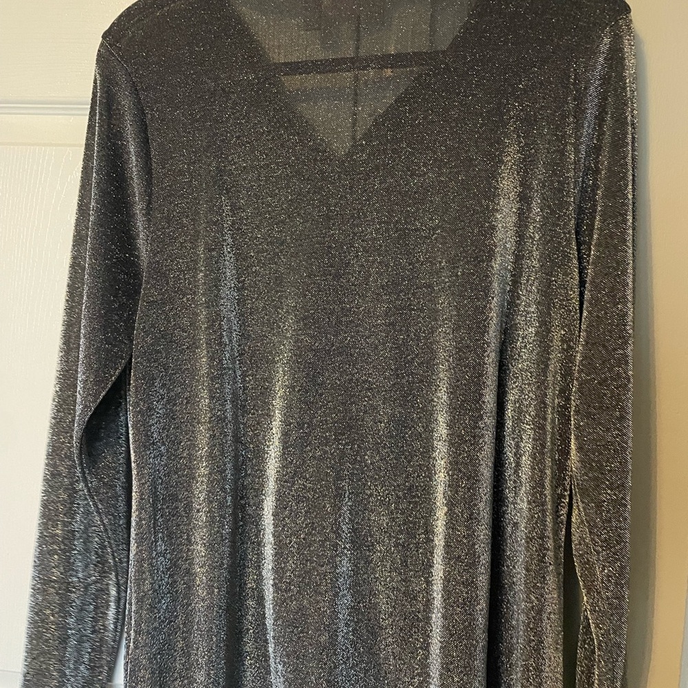 Silver sparkling button down! LOGO